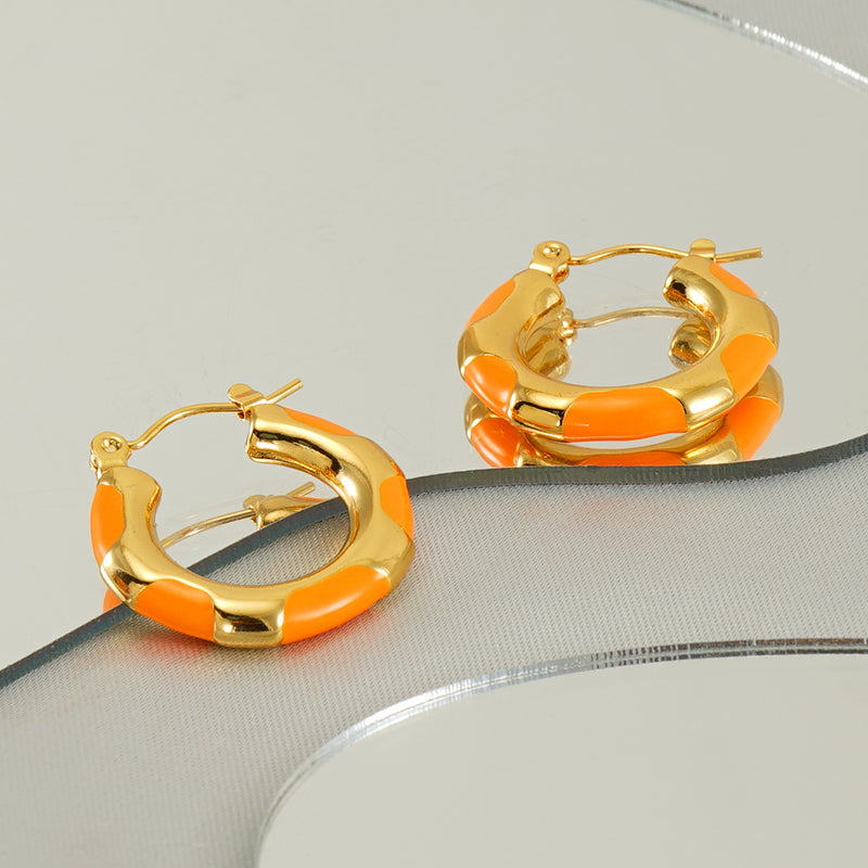 1 pair elegant u shape plating stainless steel 18k gold plated earrings