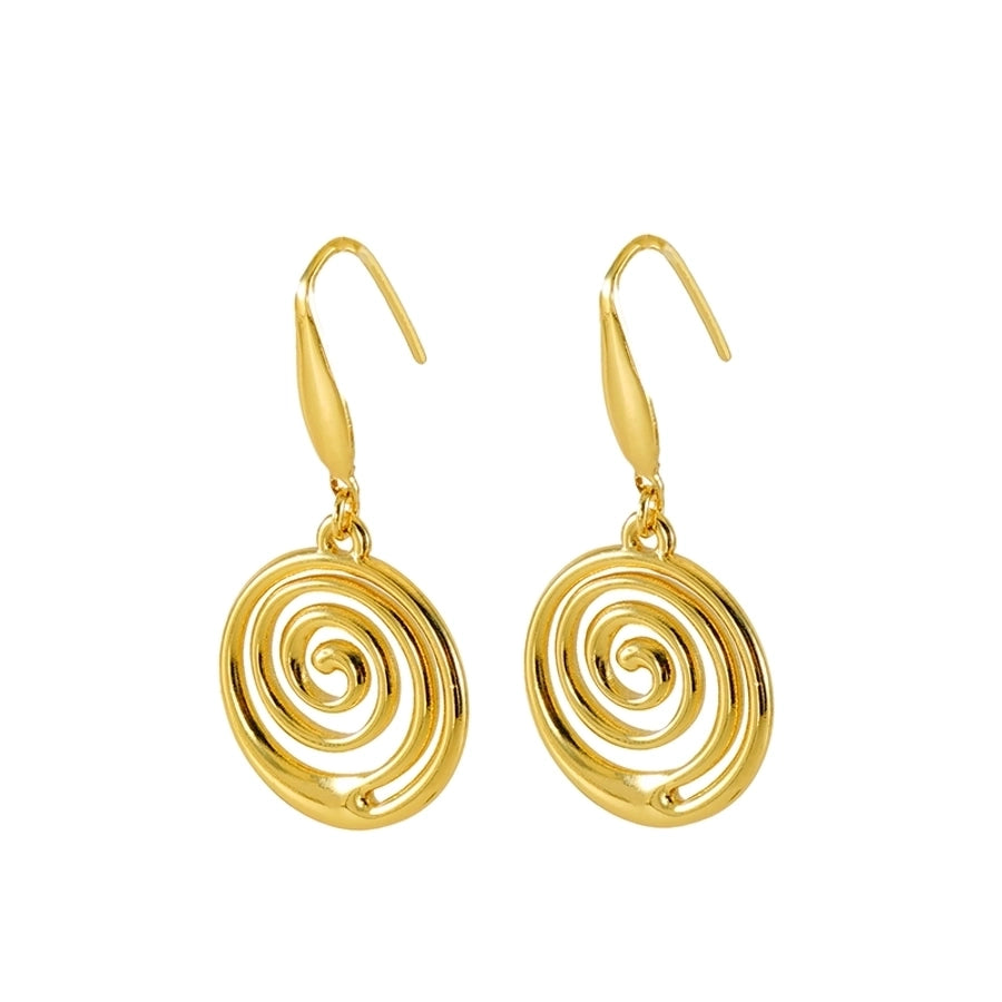 1 Pair Elegant Modern Style Spiral Plating 304 Stainless Steel Titanium Steel 18K Gold Plated Drop Earrings