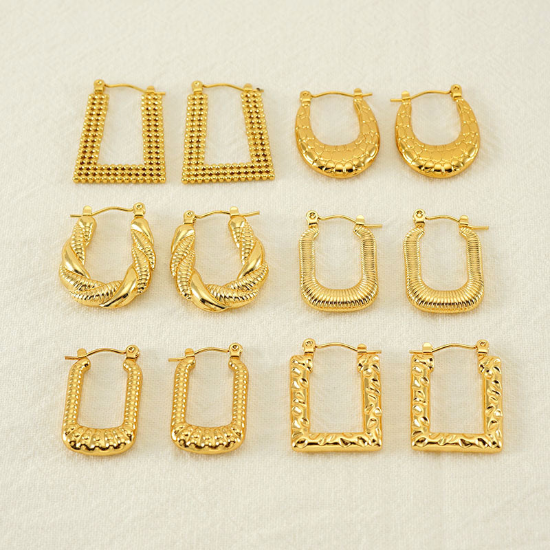 1 piece vintage style u shape semicircle round polishing plating stainless steel titanium steel 18k gold plated ear studs