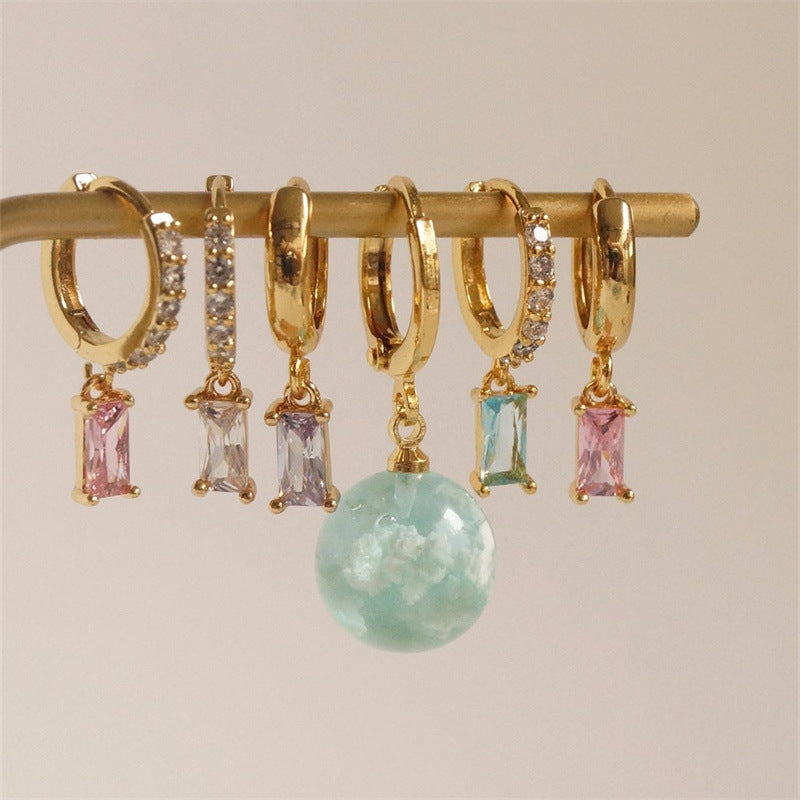 Rectangular pendant brass fashion earrings jewelry