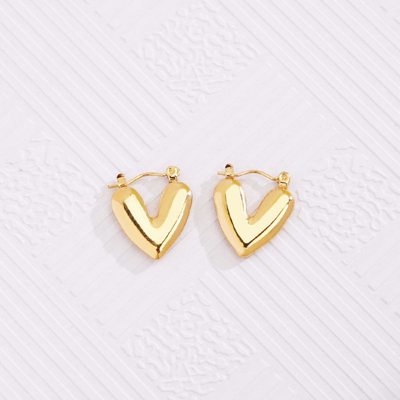 1 pair vintage style u shape geometric heart shape plating stainless steel hoop earrings