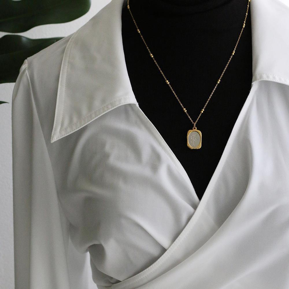 Vintage style rose flower stainless steel titanium steel plating pendant necklace