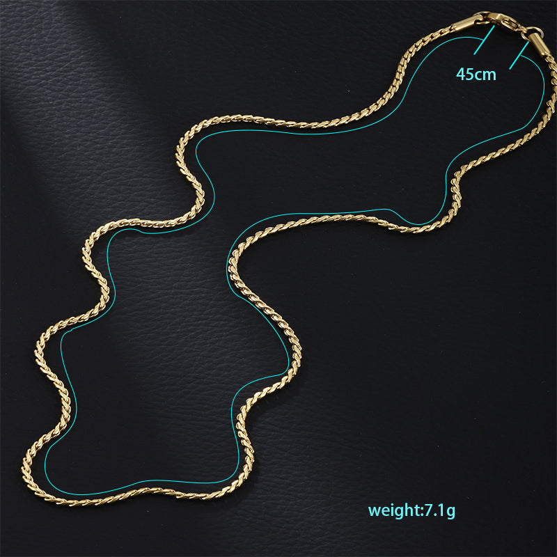 Casual vintage style xuping solid color stainless steel plating chain 14k gold plated unisex necklace