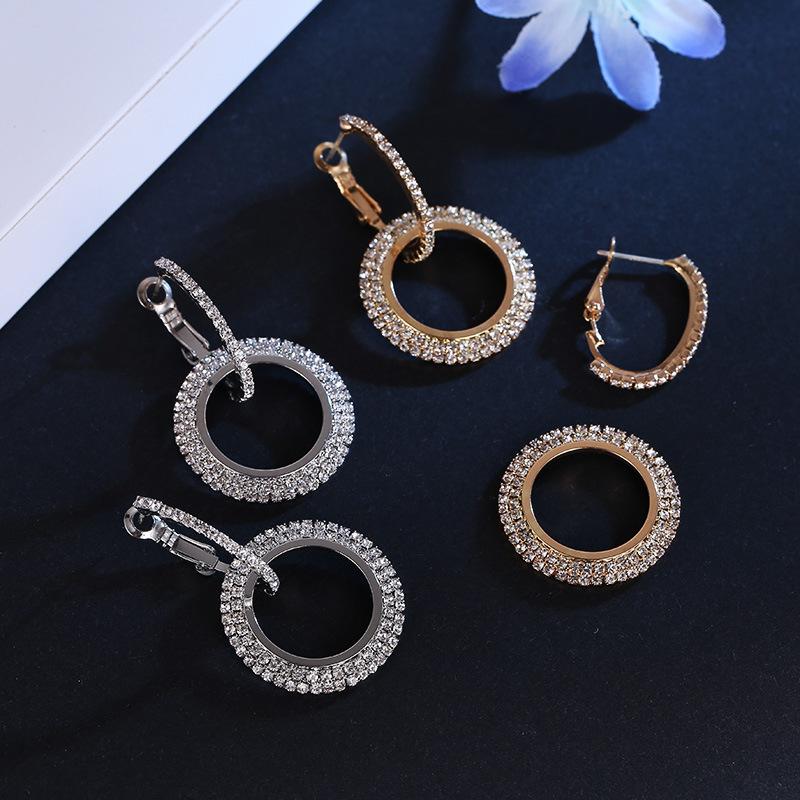 Korean temperament geometric circle artificial gemstone earrings nhdp149412