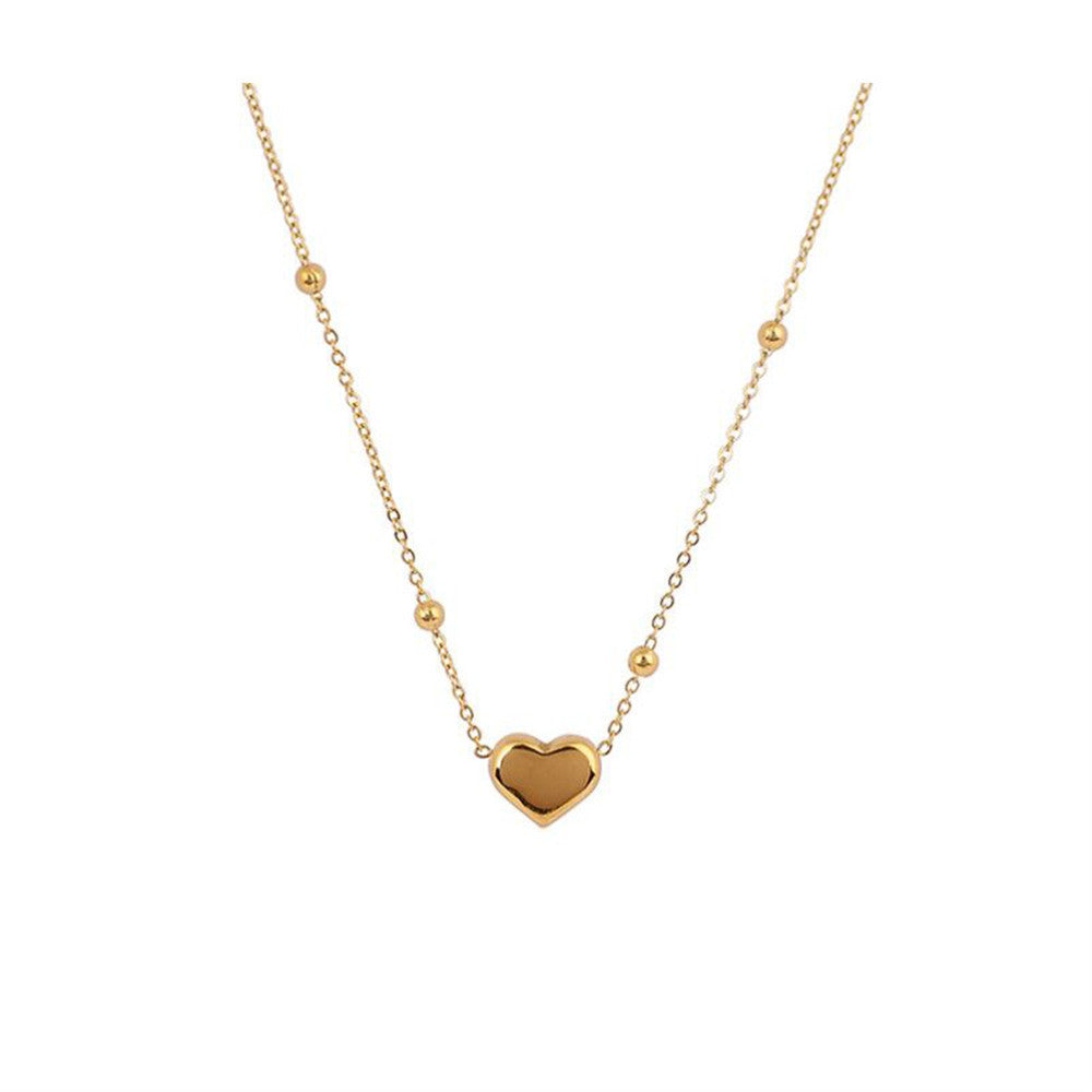 Simple style heart shape titanium steel plating gold plated pendant necklace