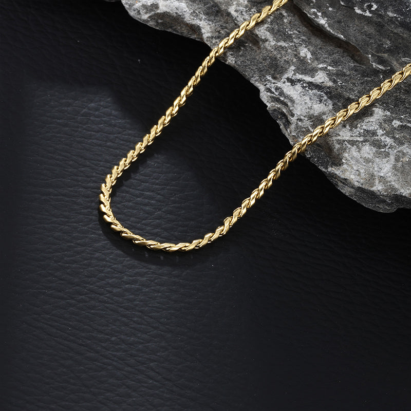 Casual vintage style xuping solid color stainless steel plating chain 14k gold plated unisex necklace