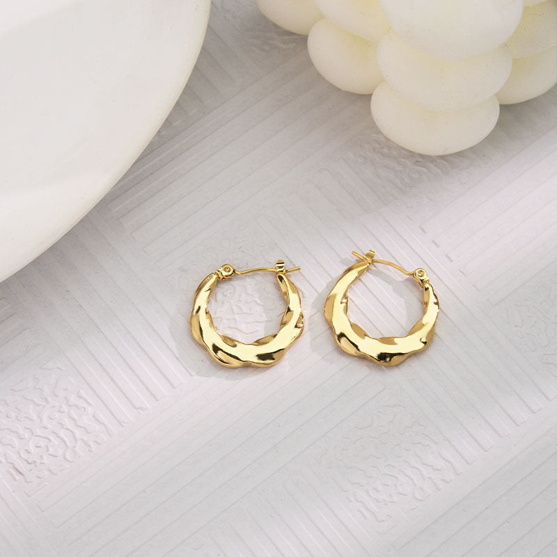 1 pair vintage style u shape geometric heart shape plating stainless steel hoop earrings