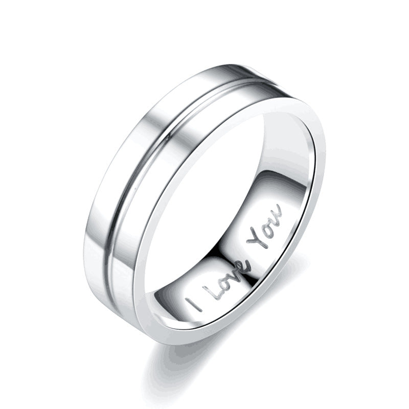 Jewelry letter inlaid diamond stainless steel ring