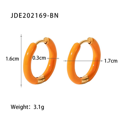 Fashion solid color stainless steel earrings enamel gold plated stainless steel earrings