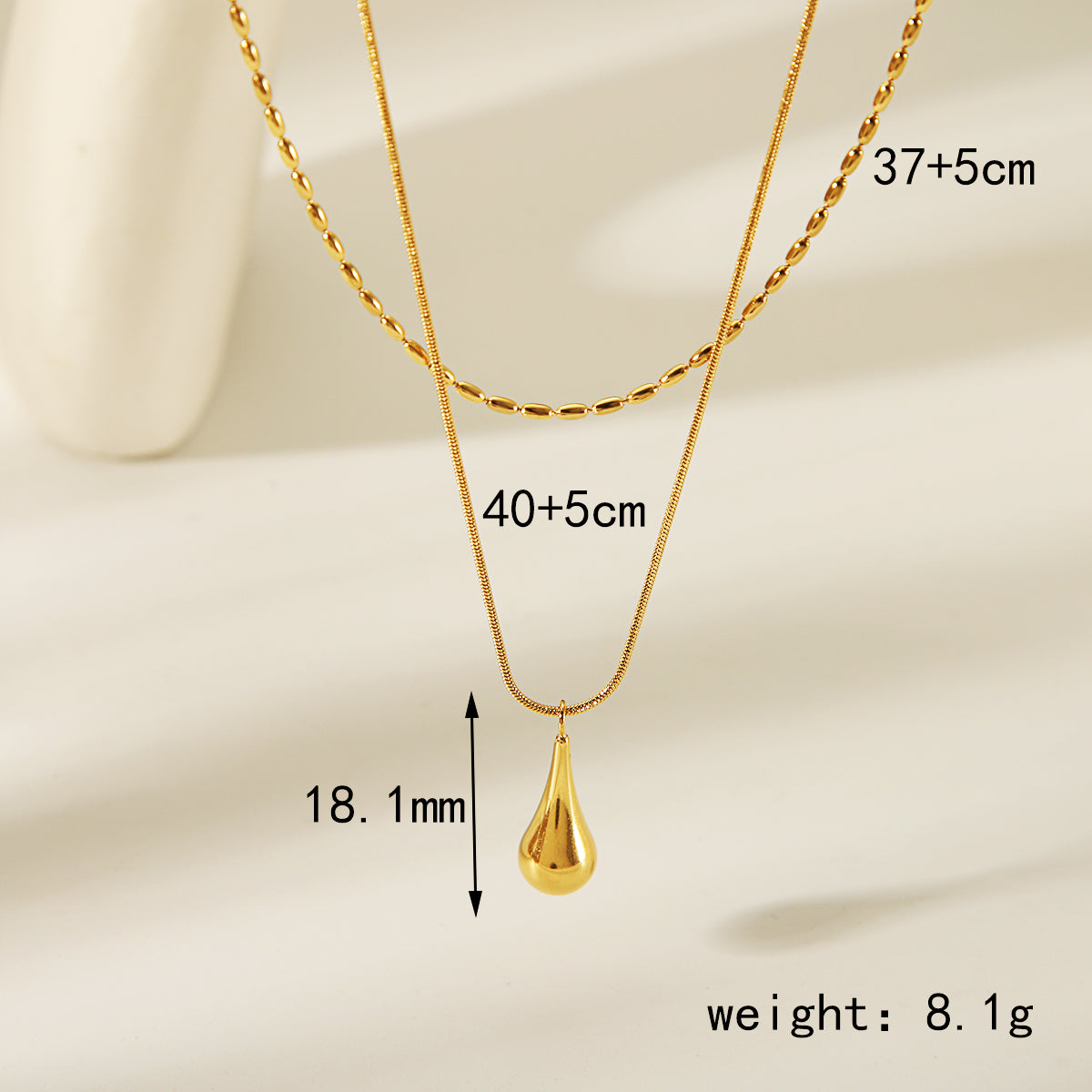 304 Stainless Steel 18K Gold Plated Vintage Style Exaggerated Formal Water Droplets Pendant Necklace