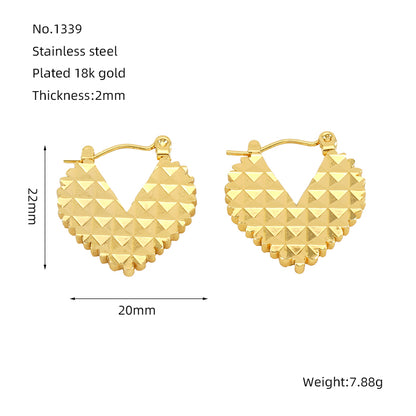 1 pair simple style geometric heart shape polishing plating stainless steel 18k gold plated hoop earrings