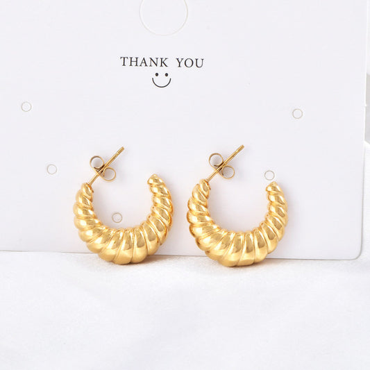 1 pair ig style classic style c shape stainless steel 14k gold plated ear studs