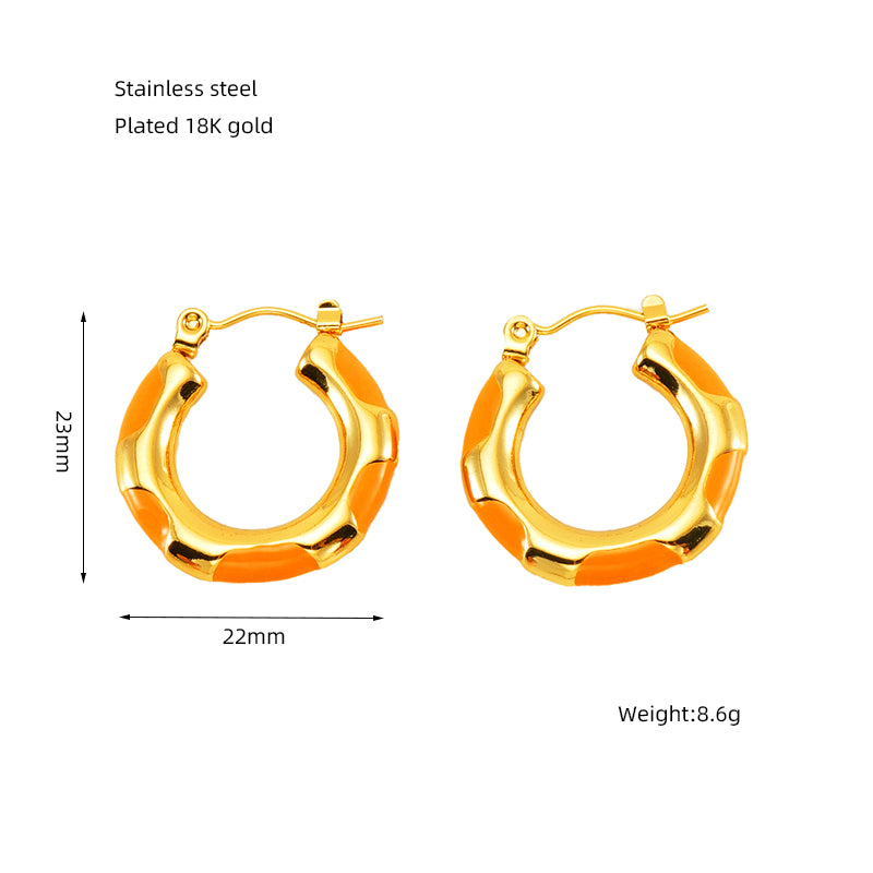 1 pair elegant u shape plating stainless steel 18k gold plated earrings