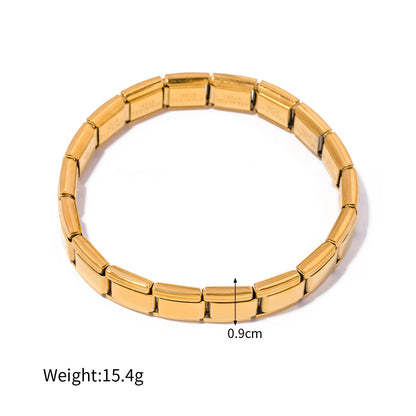 Simple style streetwear solid color stainless steel plating 18k gold plated bangle