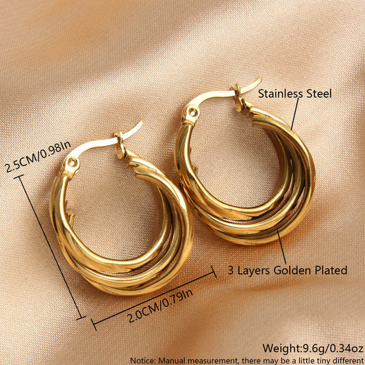 1 Pair Vintage Style Vacation Beach Solid Color Plating Stainless Steel 18K Gold Plated Ear Studs