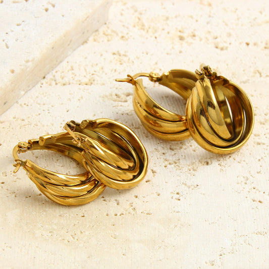 1 Pair Vintage Style Vacation Beach Solid Color Plating Stainless Steel 18K Gold Plated Ear Studs