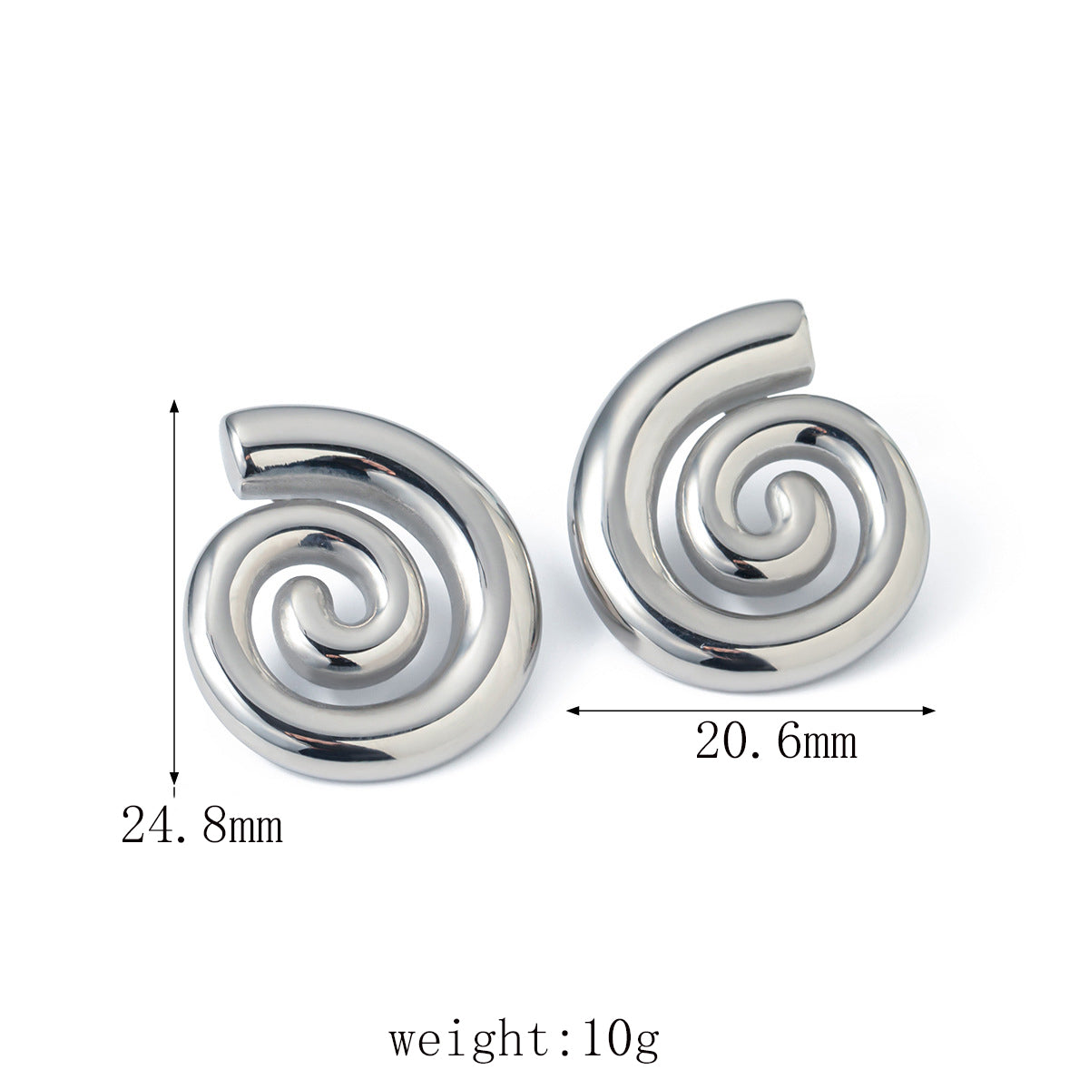 1 Pair IG Style Simple Style Solid Color Spiral Stainless Steel 18K Gold Plated Ear Studs