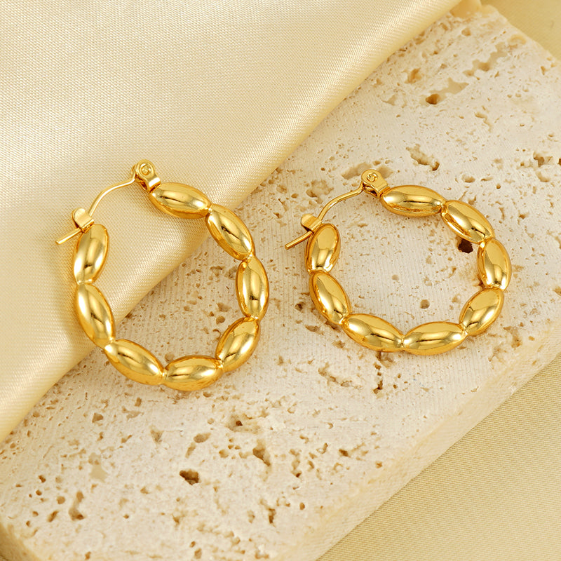 1 pair simple style geometric heart shape polishing plating stainless steel 18k gold plated hoop earrings