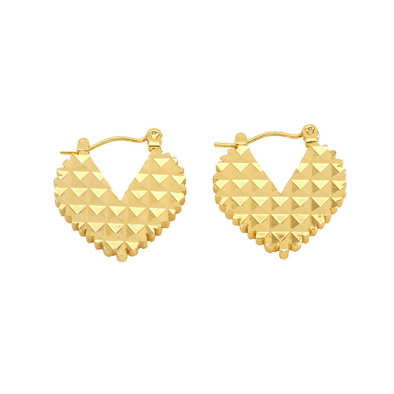 1 pair simple style geometric heart shape polishing plating stainless steel 18k gold plated hoop earrings