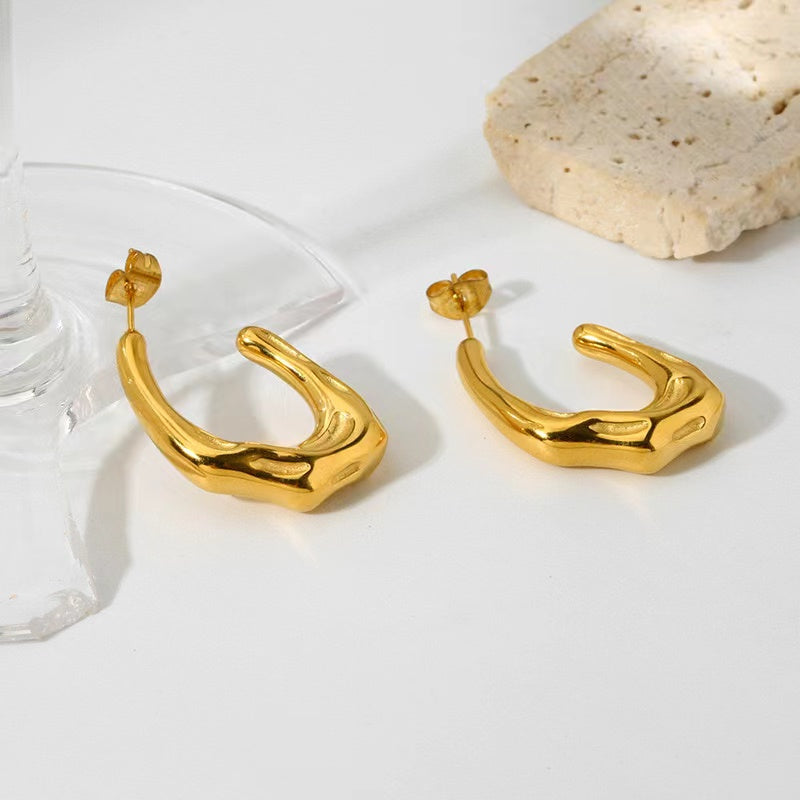 1 Pair Glam Streetwear Geometric Stainless Steel None Gold Plated Ear Studs