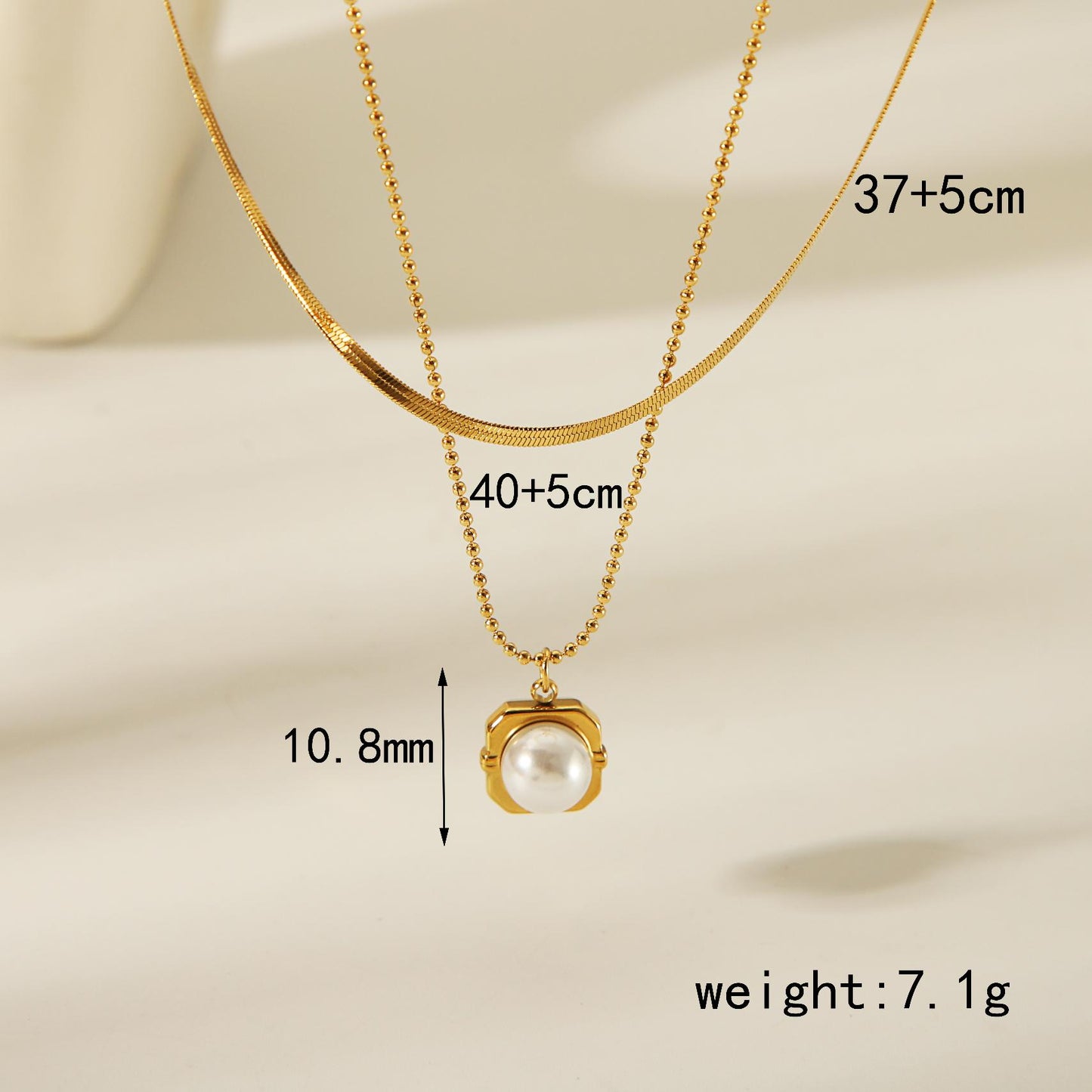 304 Stainless Steel 18K Gold Plated Classic Style Streetwear Inlay Geometric Heart Shape Solid Color Artificial Pearls Pendant Necklace