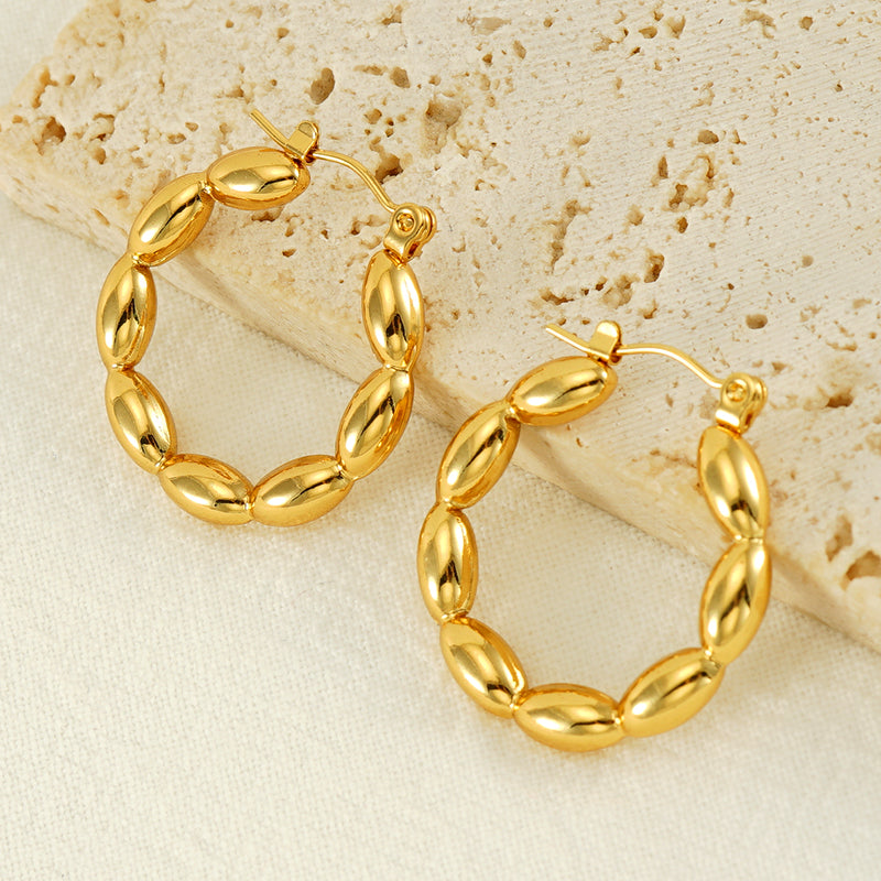 1 pair simple style geometric heart shape polishing plating stainless steel 18k gold plated hoop earrings