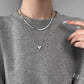 Sweet cool style heart shape stainless steel double layer necklaces