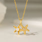 Titanium Steel 18K Gold Plated Casual Simple Style Commute Polishing Inlay Starfish Dolphin Flower Artificial Rhinestones Pearl Pendant Necklace