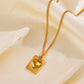 304 Stainless Steel 18K Gold Plated Basic Modern Style Classic Style Plating Heart Shape Rectangle Pendant Necklace