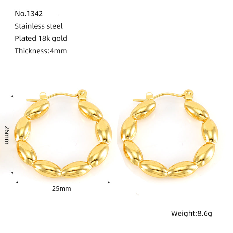 1 pair simple style geometric heart shape polishing plating stainless steel 18k gold plated hoop earrings