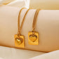 304 Stainless Steel 18K Gold Plated Basic Modern Style Classic Style Plating Heart Shape Rectangle Pendant Necklace