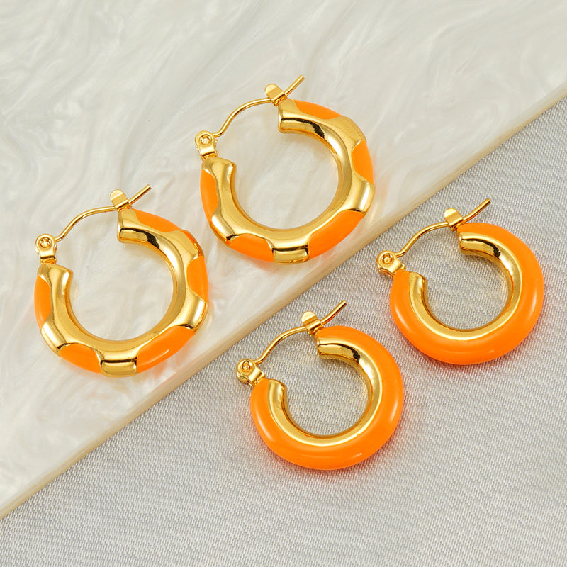 1 pair elegant u shape plating stainless steel 18k gold plated earrings