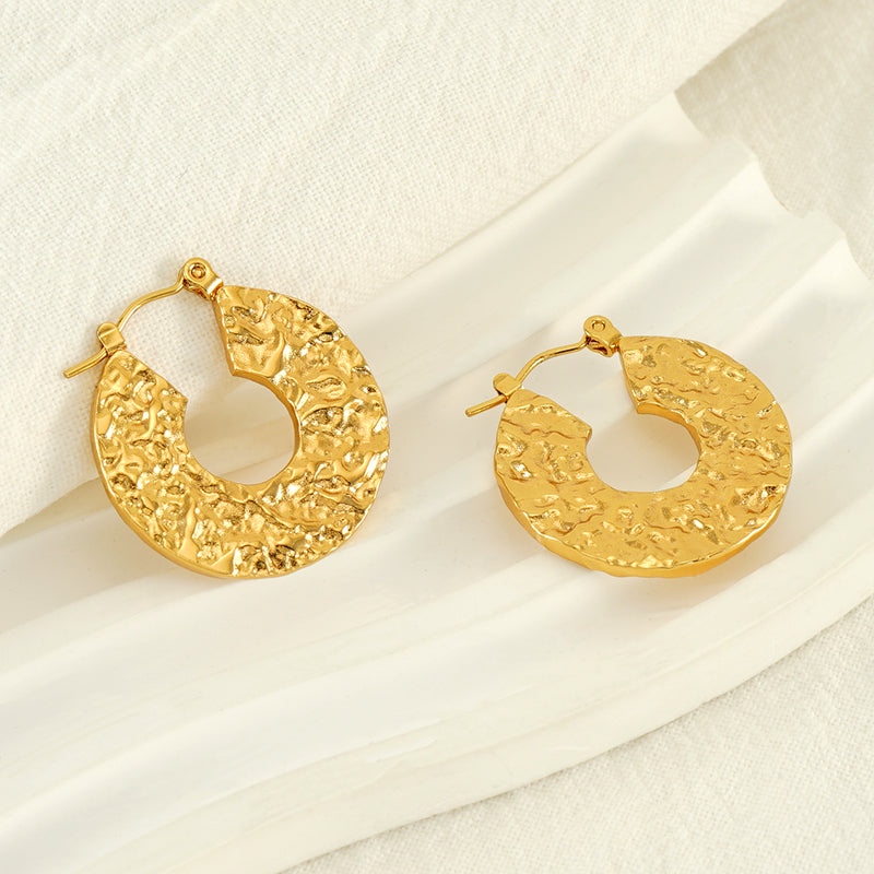 1 pair simple style geometric heart shape polishing plating stainless steel 18k gold plated hoop earrings