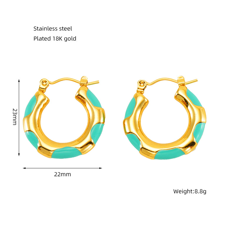 1 pair elegant u shape plating stainless steel 18k gold plated earrings