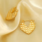 1 pair simple style geometric heart shape polishing plating stainless steel 18k gold plated hoop earrings