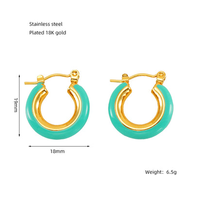 1 pair elegant u shape plating stainless steel 18k gold plated earrings