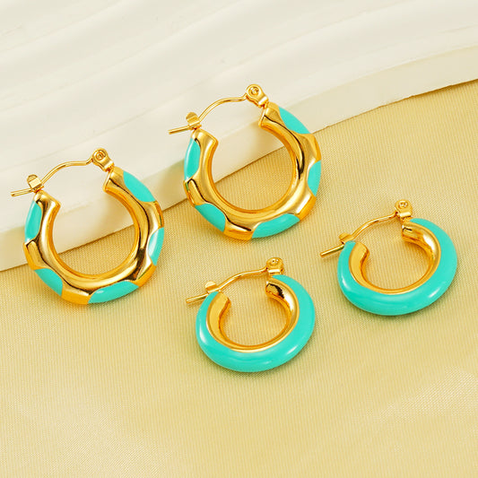 1 pair elegant u shape plating stainless steel 18k gold plated earrings