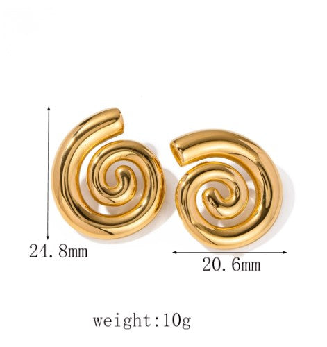 1 Pair IG Style Simple Style Solid Color Spiral Stainless Steel 18K Gold Plated Ear Studs