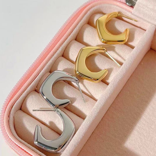 1 pair simple style classic style c shape irregular plating stainless steel ear studs