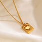 304 Stainless Steel 18K Gold Plated Basic Modern Style Classic Style Plating Heart Shape Rectangle Pendant Necklace