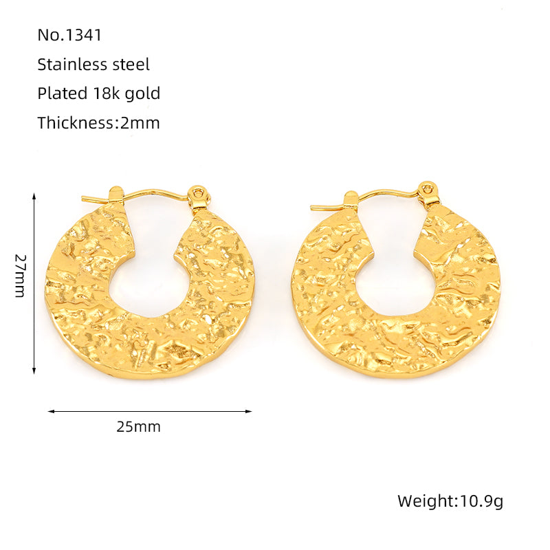 1 pair simple style geometric heart shape polishing plating stainless steel 18k gold plated hoop earrings