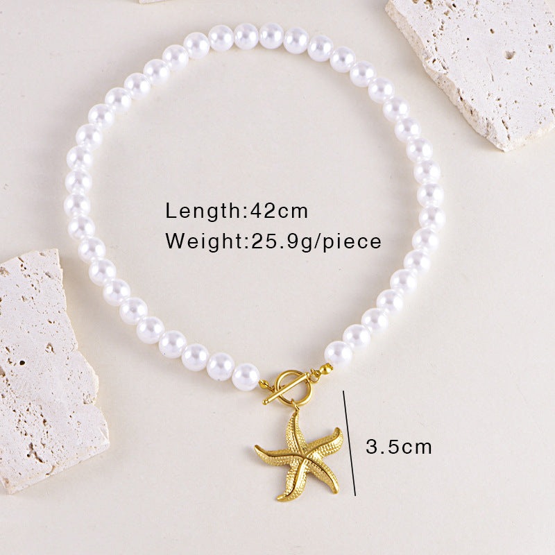 Sweet Simple Style Heart Shape Bow Knot Pearl Zircon Imitation Pearl Titanium Steel  Necklace