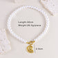 Sweet Simple Style Heart Shape Bow Knot Pearl Zircon Imitation Pearl Titanium Steel  Necklace