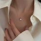 Jewelry Elegant Simple Style Round Titanium Steel Artificial Pearls Inlay Pendant Necklace