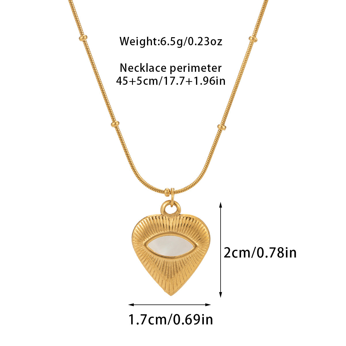 Jewelry Basic Modern Style Classic Style Heart Shape Titanium Steel Shell Fritillary 18K Gold Plated Plating Inlay Pendant Necklace