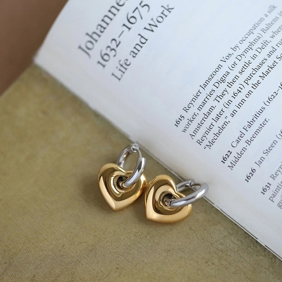 1 Pair Casual Elegant Heart Shape 201 Stainless Steel 304 Stainless Steel Titanium Steel 18K Gold Plated Gold Plated Drop Earrings