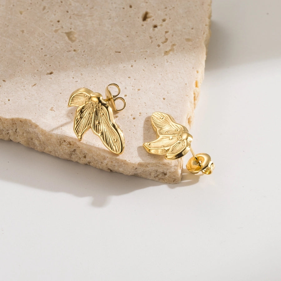 1 Pair Casual Simple Style Commute Leaves Flower 304 Stainless Steel 18K Gold Plated Ear Studs