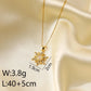 Jewelry Simple Style Classic Style Commute Sun Titanium Steel Resin Zircon 18K Gold Plated Inlay Pendant Necklace