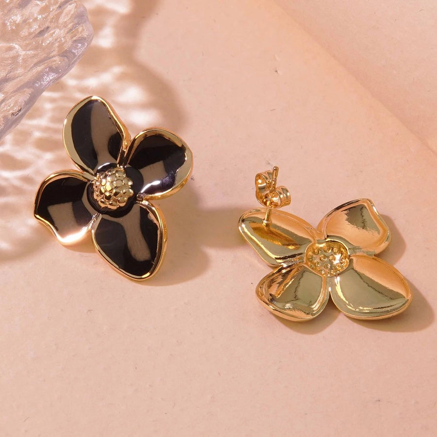 1 Pair Fairy Style Cute Sweet Flower 304 Stainless Steel Imitation Gold  Ear Studs