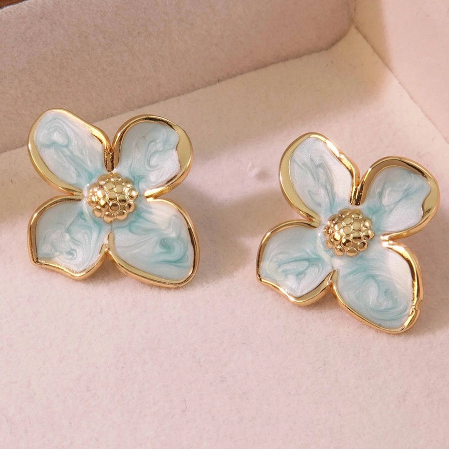 1 Pair Fairy Style Cute Sweet Flower 304 Stainless Steel Imitation Gold  Ear Studs